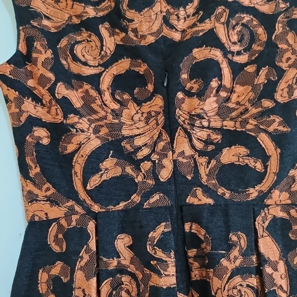Anthropologie Yoana Baraschi Black Mirissa Dress Appliqued Lace Size 0